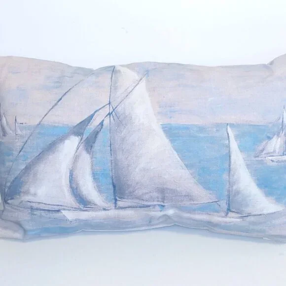 Pottery Barn All Over Print Nautical Sailboard Throw Pillow - Picture 10 of 10